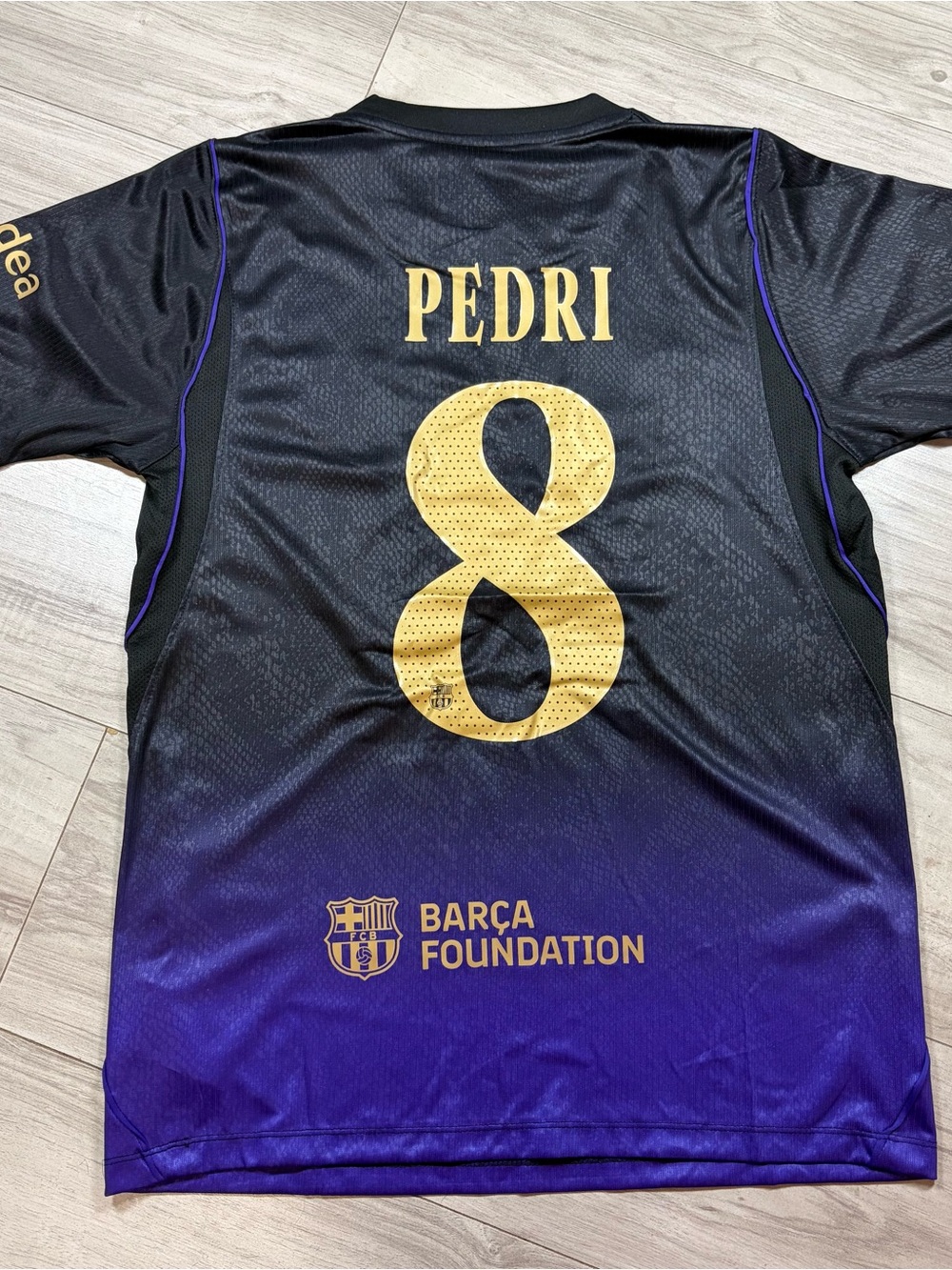 Barcelona Away Pedri #8 Men's Black and Purple Jersey